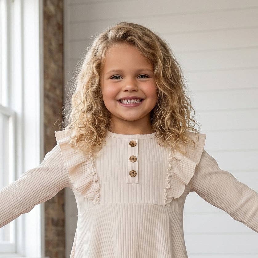 Cream Beige Ribbed Top