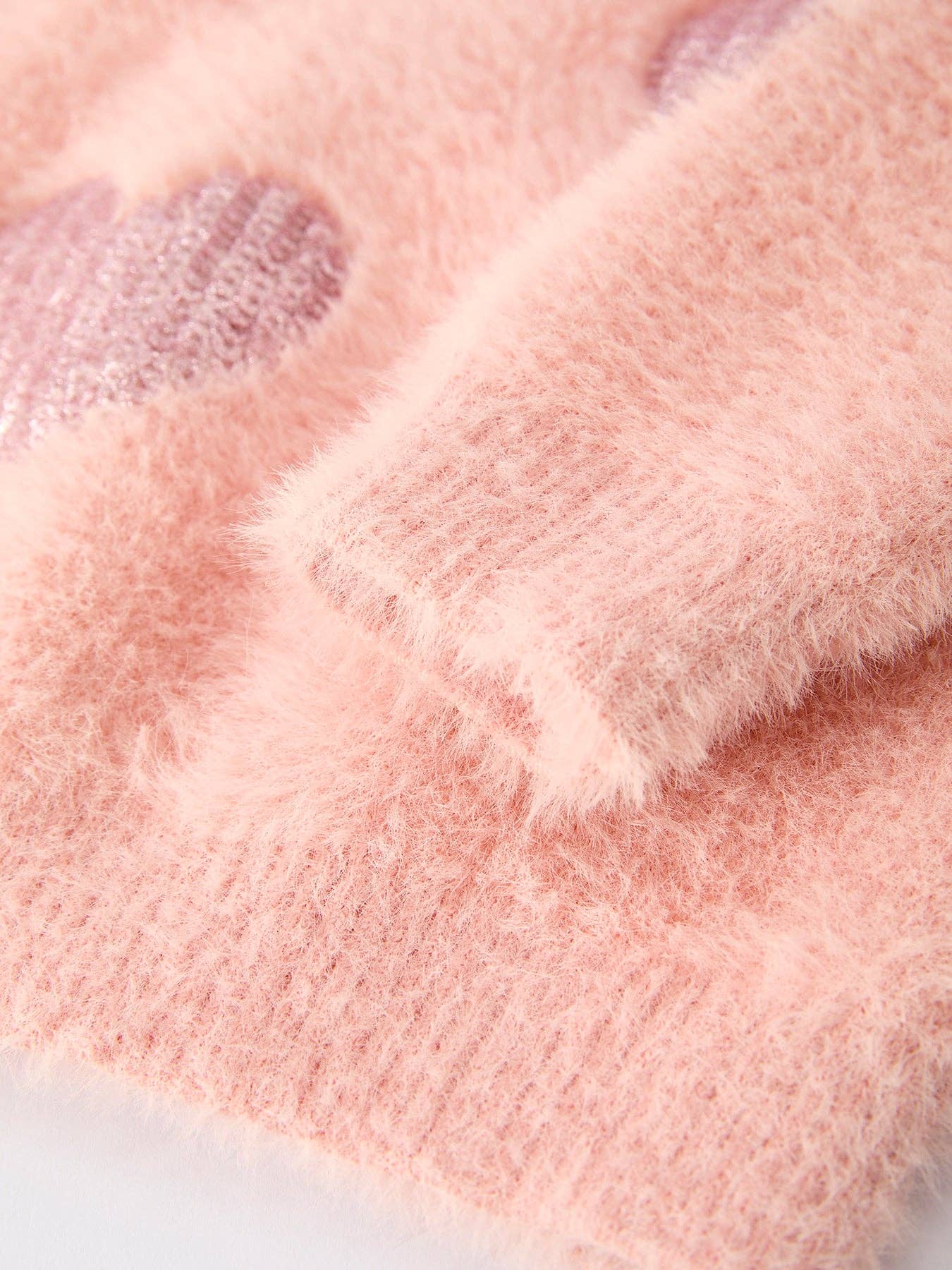Light Pink Heart Sequins Sweater