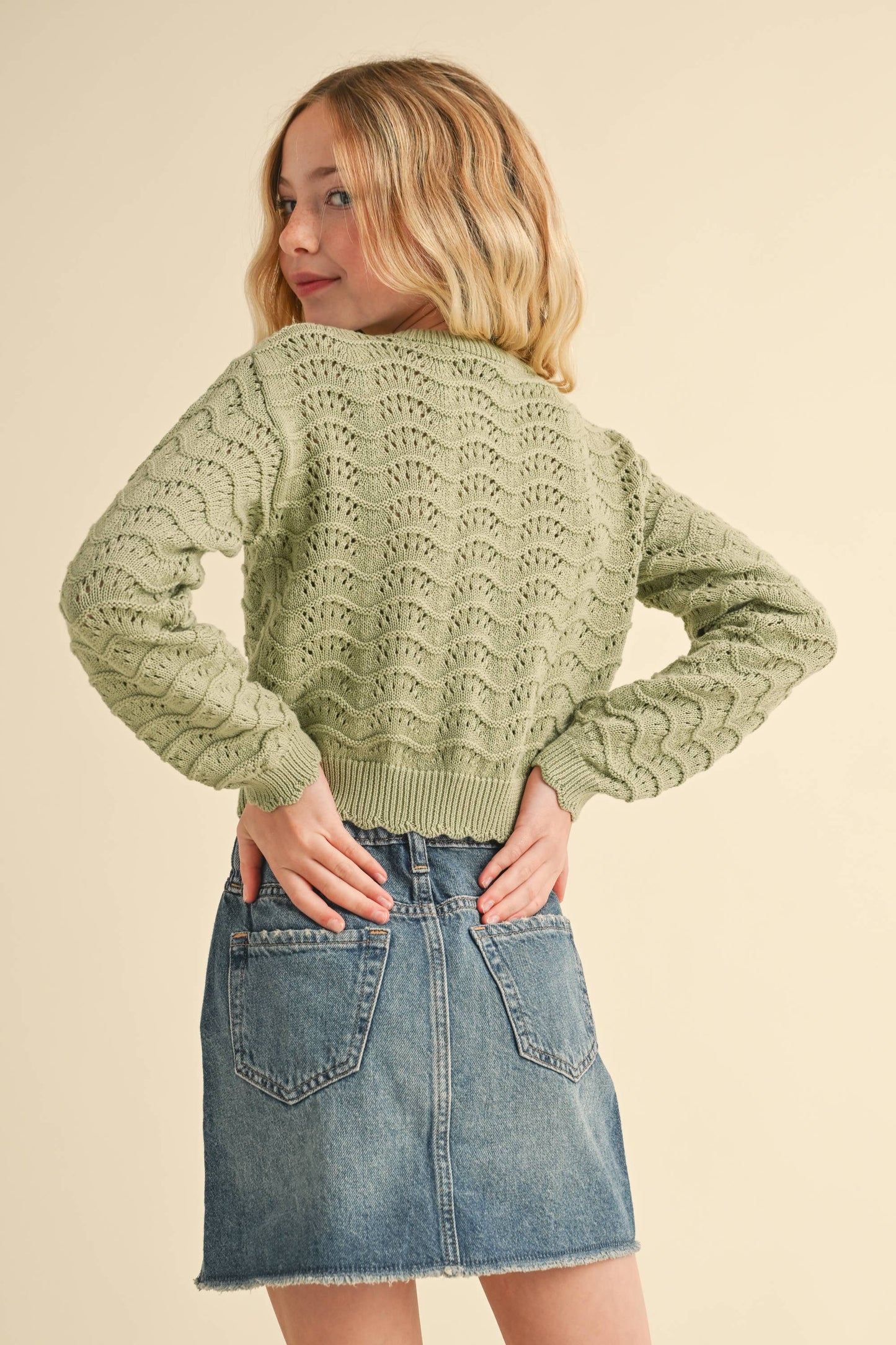Olive Eyelet Sweater