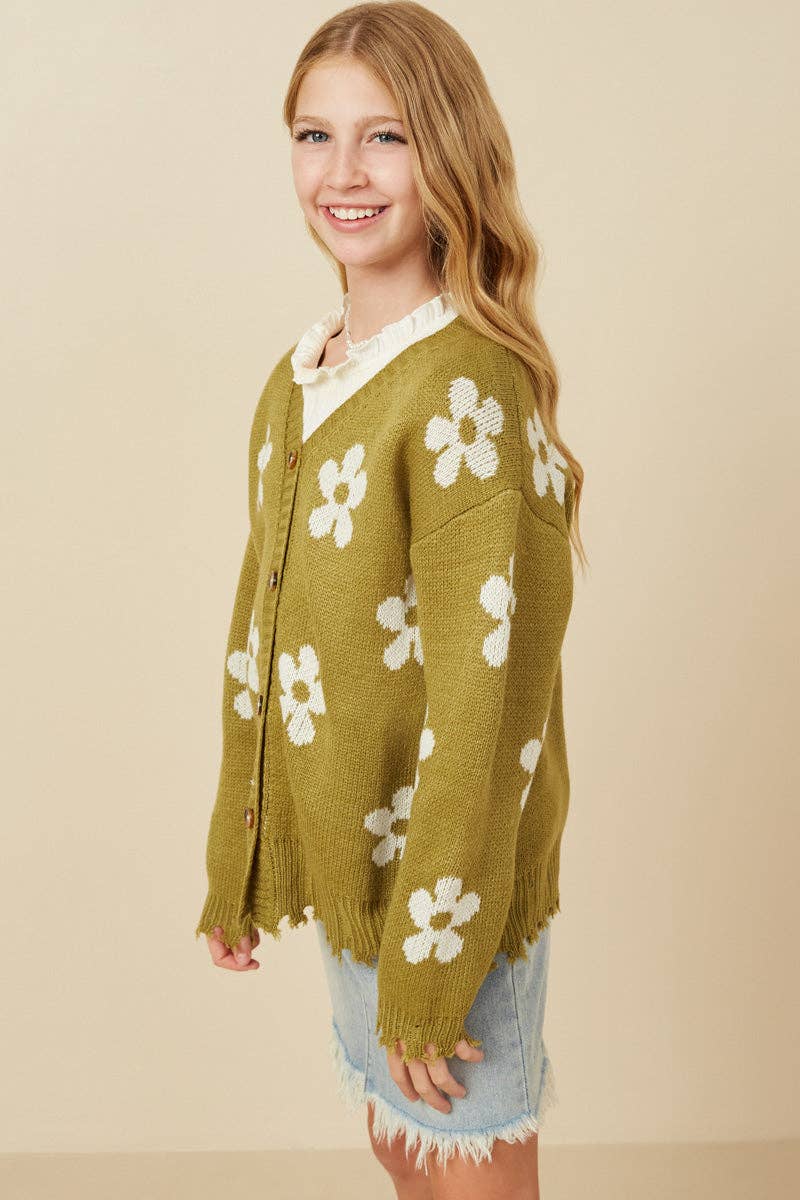 Olive Floral Cardigan