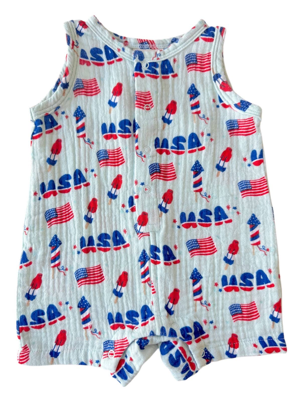 Shortie Romper, 4th of July Blue