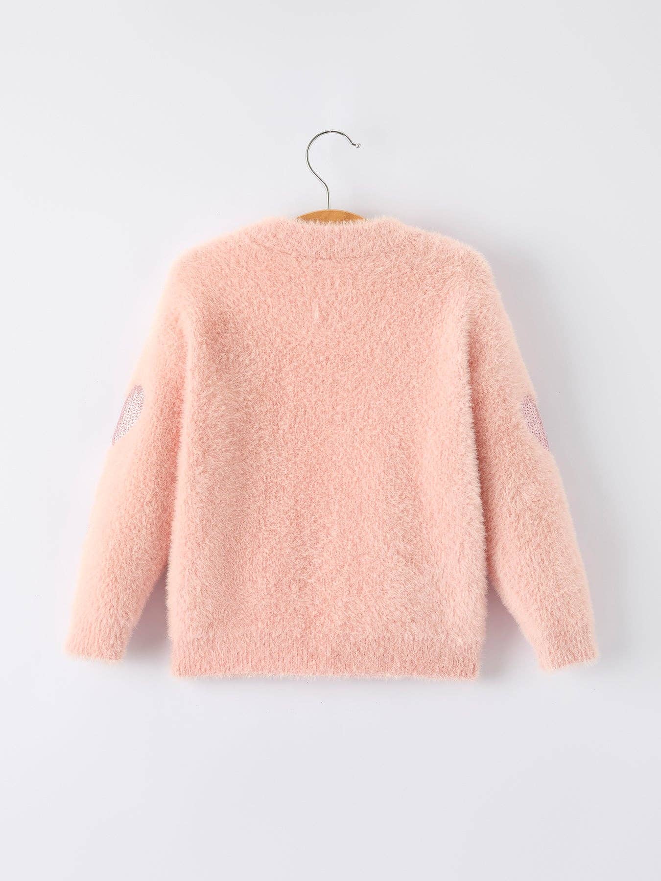 Light Pink Heart Sequins Sweater
