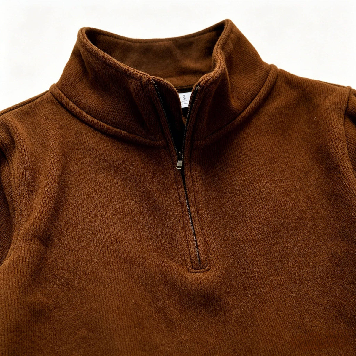 Brown Elbow Patch Half-Zip Sweatshirt