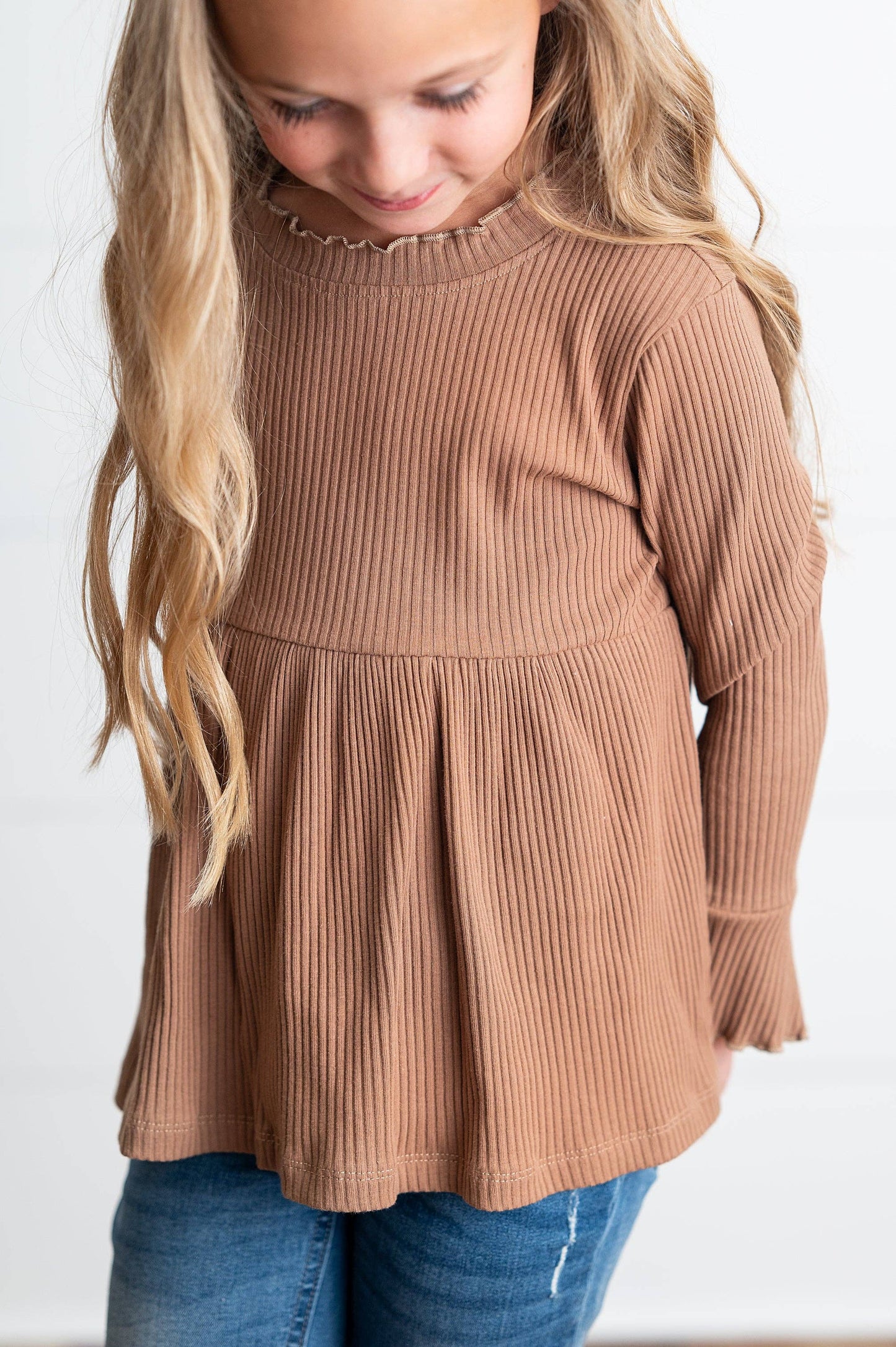 Toffee L/S Ruffle Top