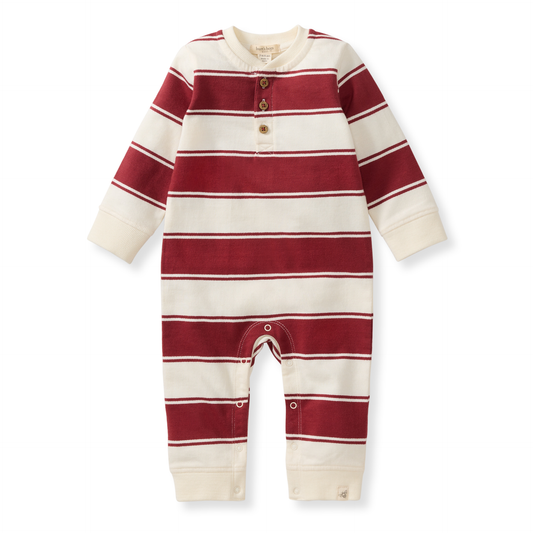 Stripe Jumpsuit - Brick Red