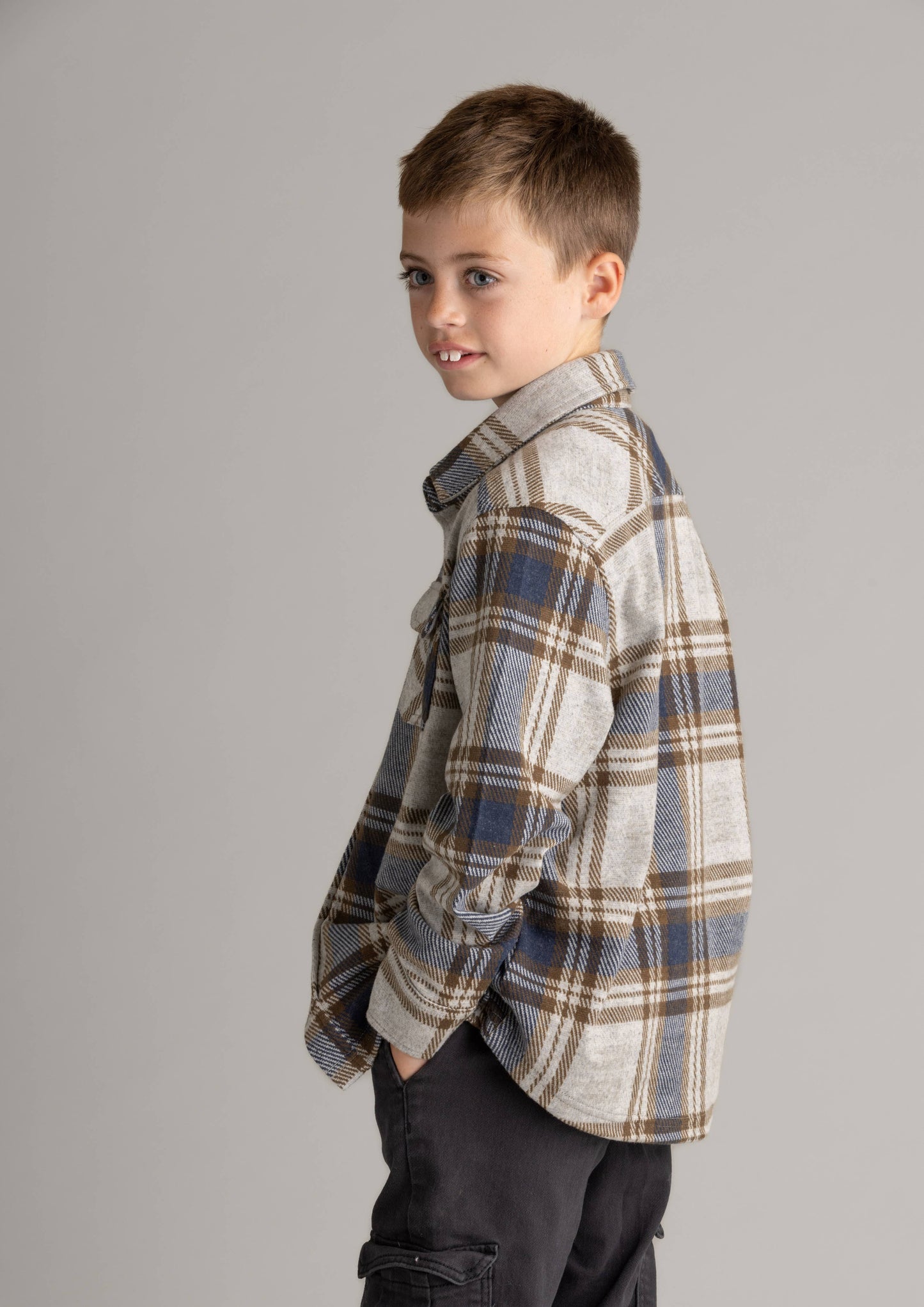 Boys Lichen Stretch Flannel Shirt