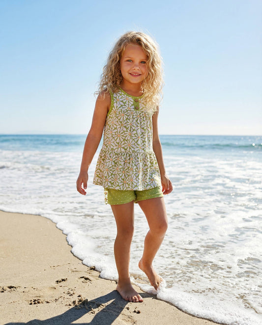 Green Daisy Short Set