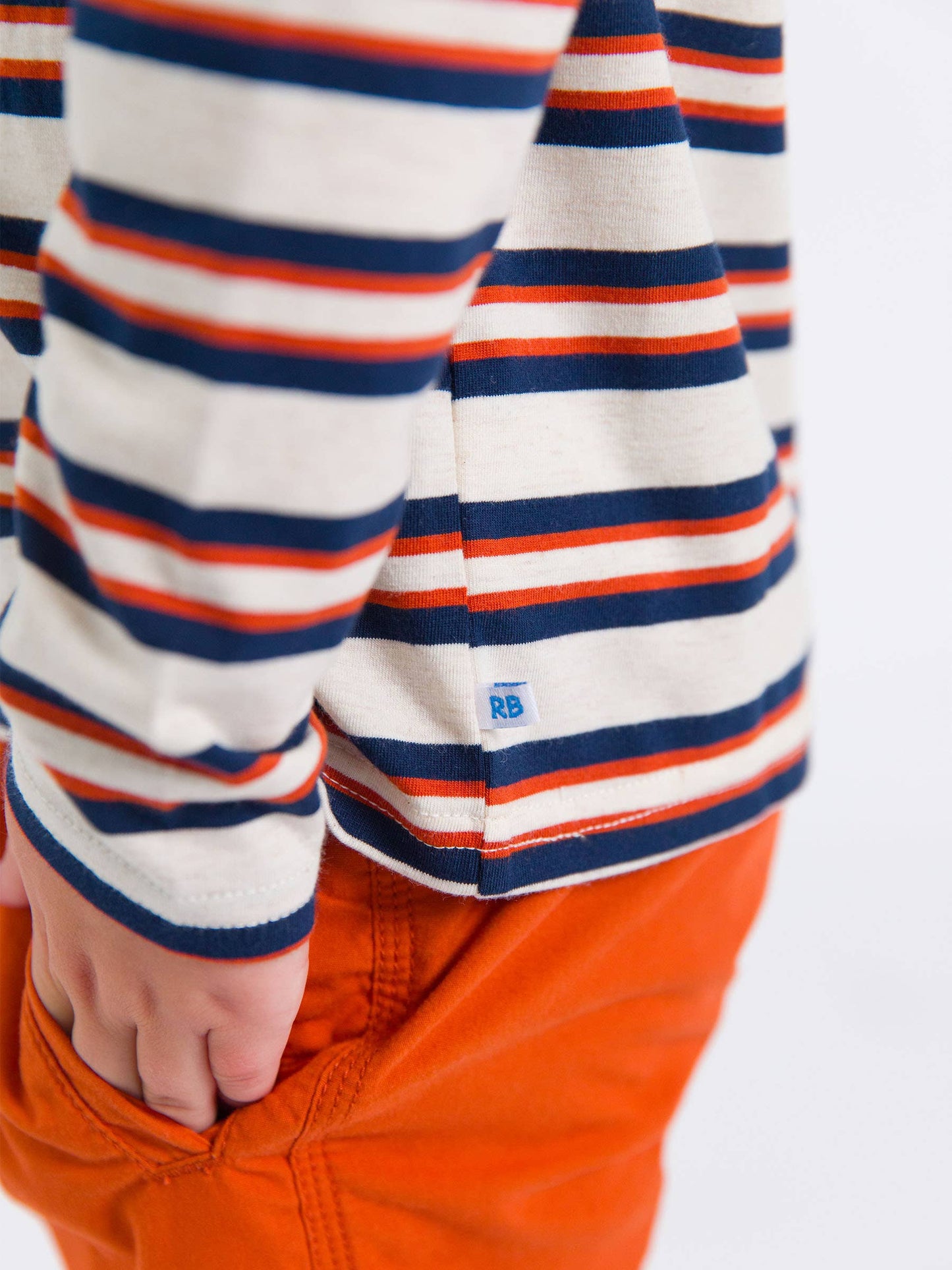 Heather Oatmeal & Rust Stripe Long Sleeve