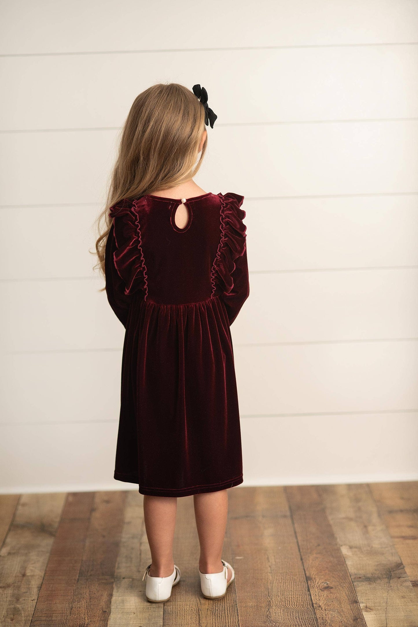 Wine Velvet Bow Dress