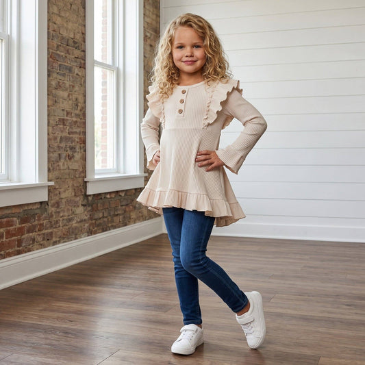 Cream Beige Ribbed Top