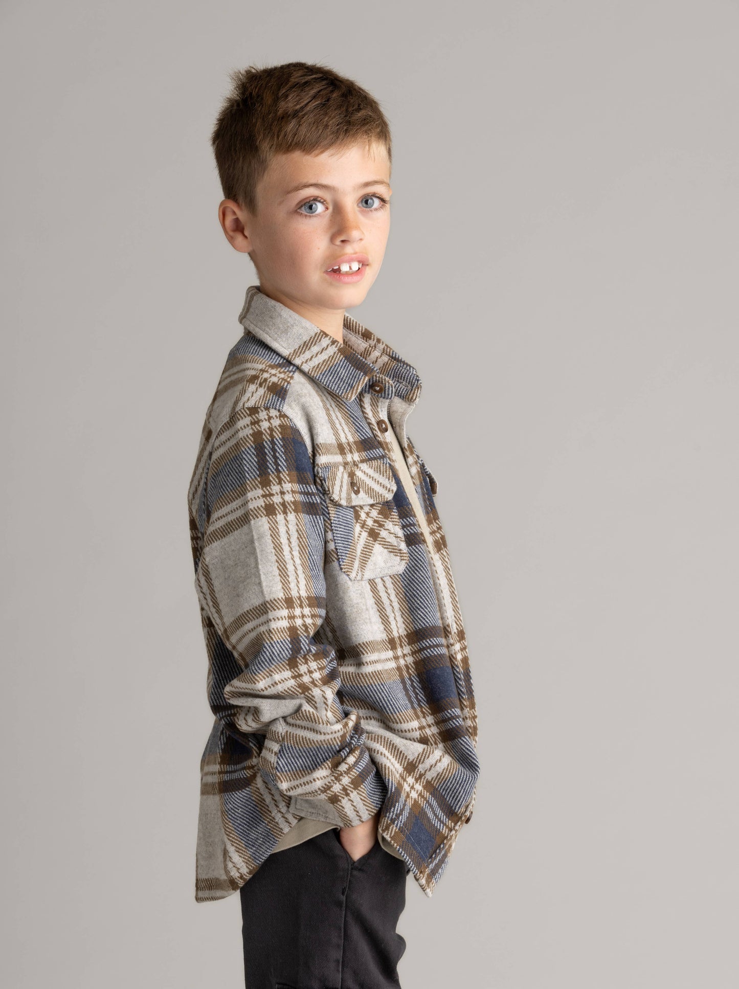 Boys Lichen Stretch Flannel Shirt