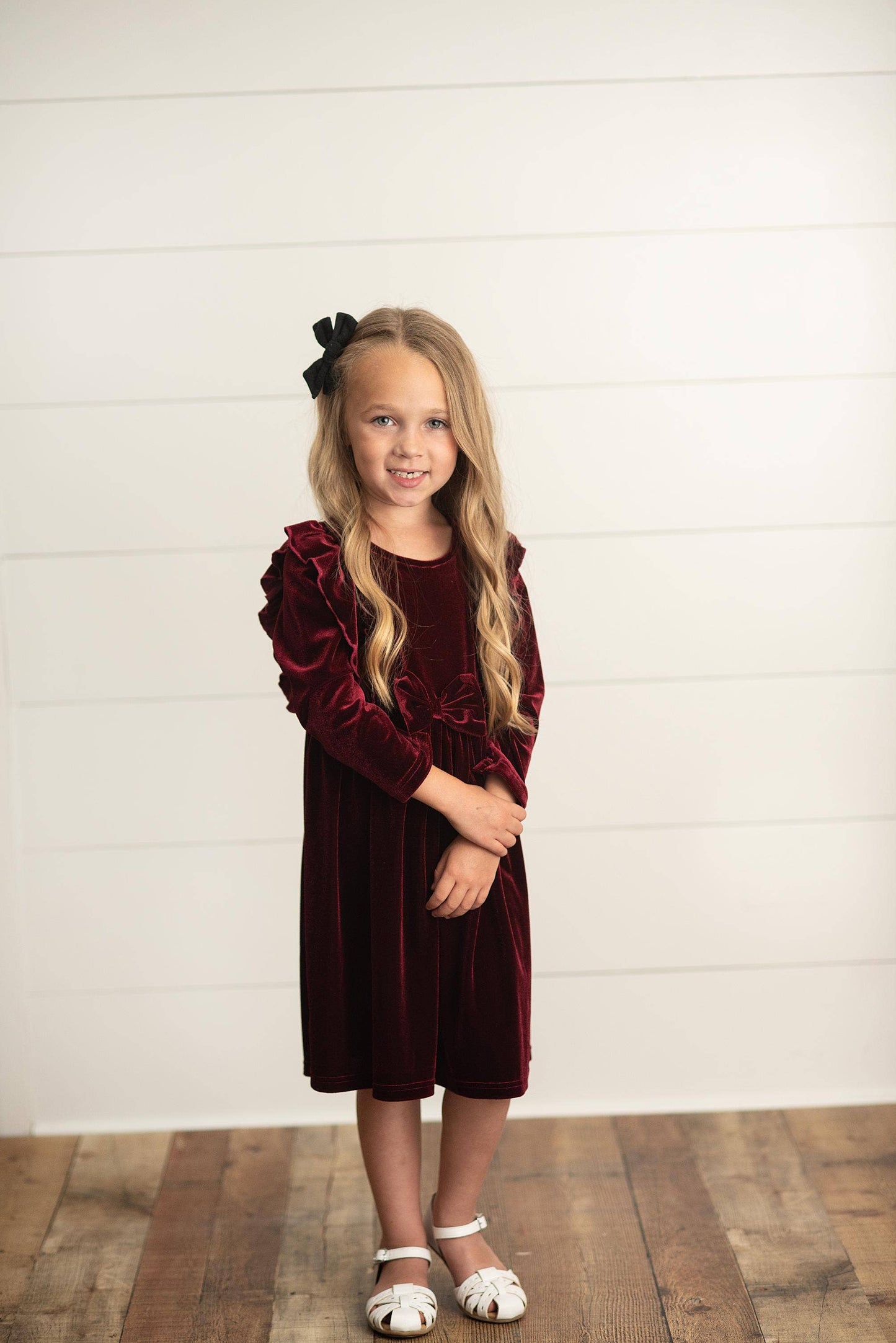 Wine Velvet Bow Dress