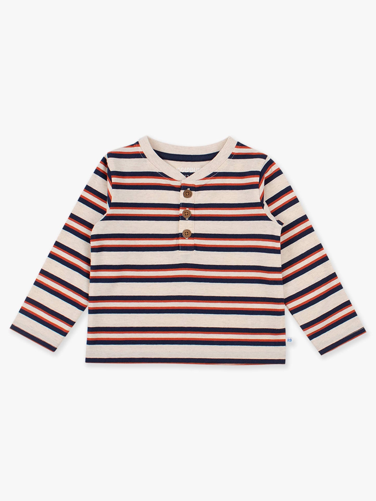 Heather Oatmeal & Rust Stripe Long Sleeve