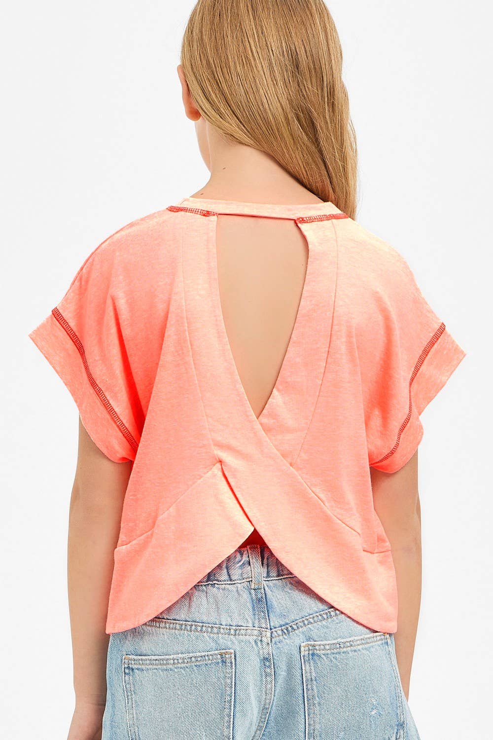 Coral Open Back Top