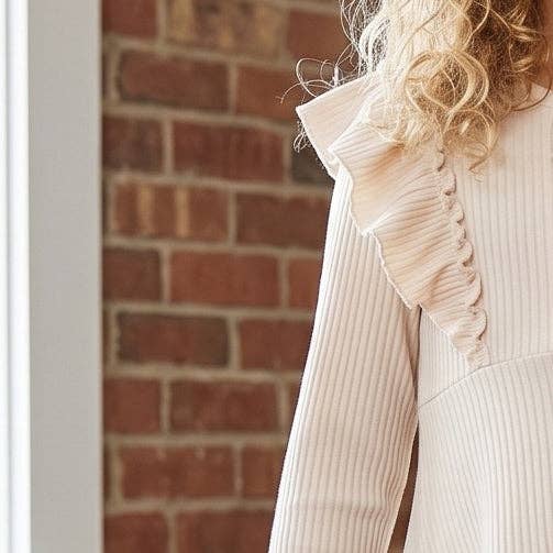 Cream Beige Ribbed Top