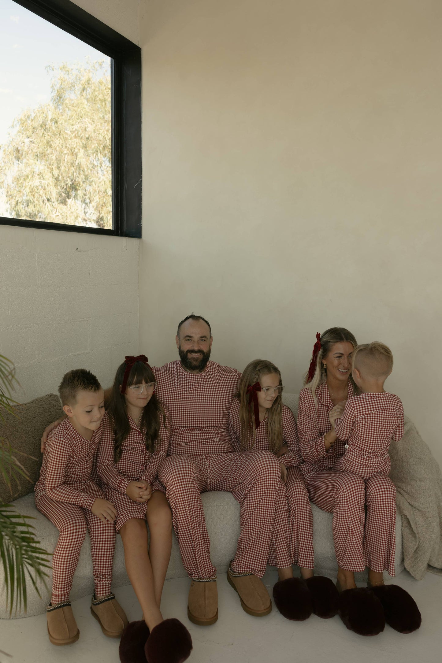 Red Gingham Bamboo Set