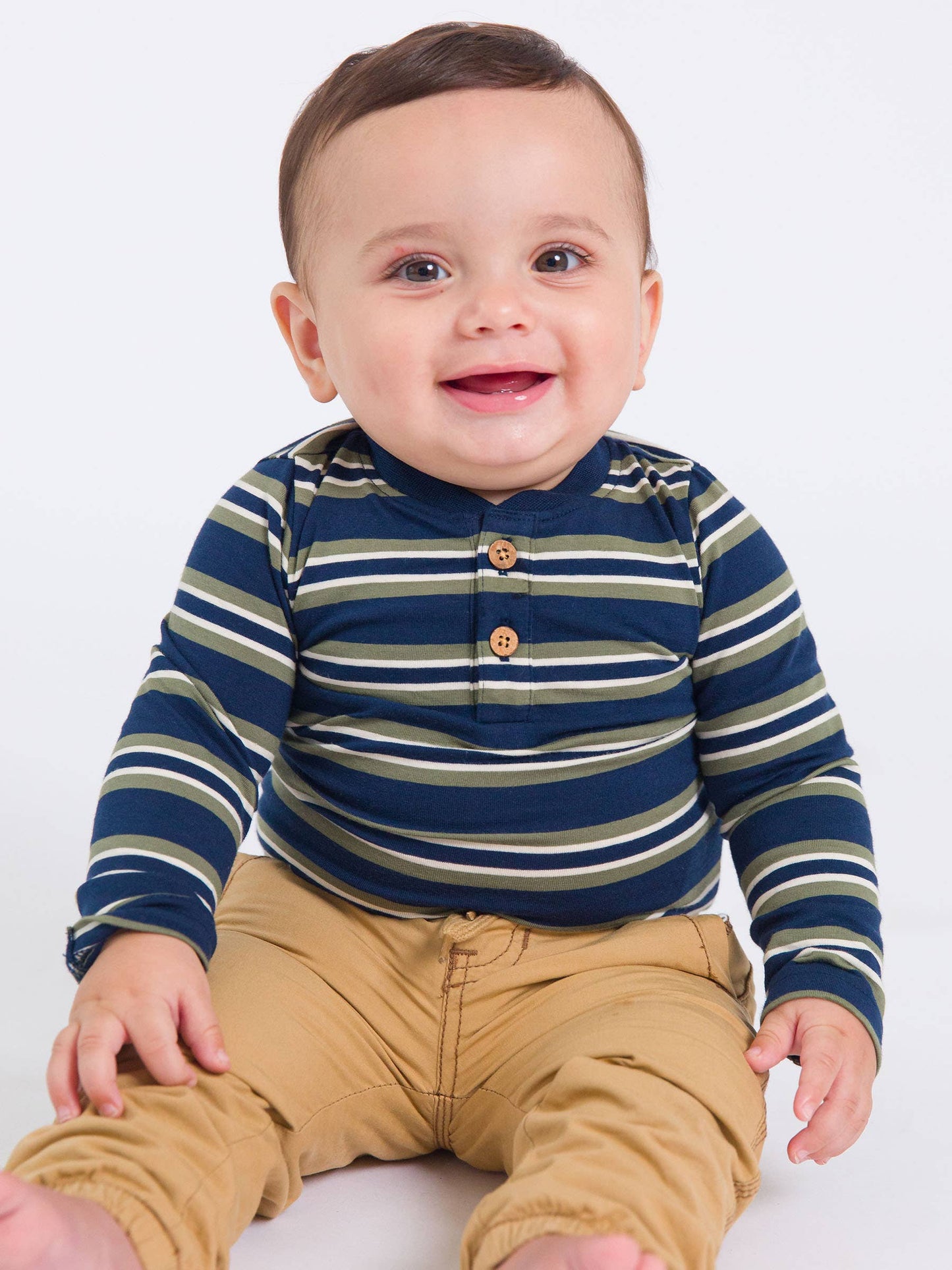 Navy & Olive Stripe Bodysuit