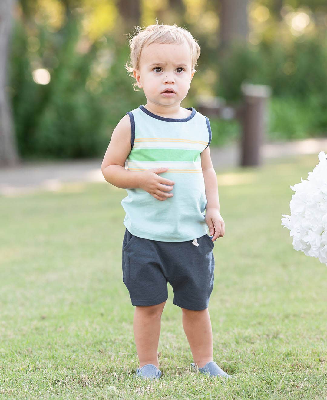 Boys Heather Navy Jogger Shorts