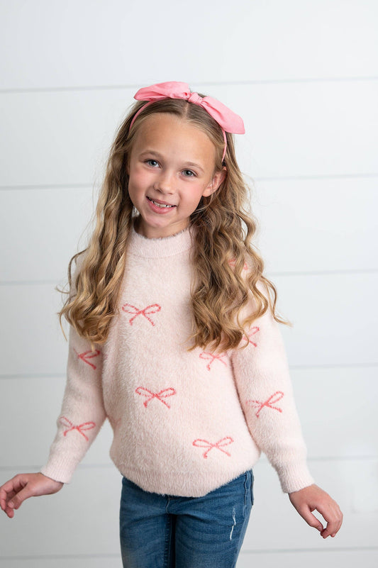 Cozy Pink Bow Sweater