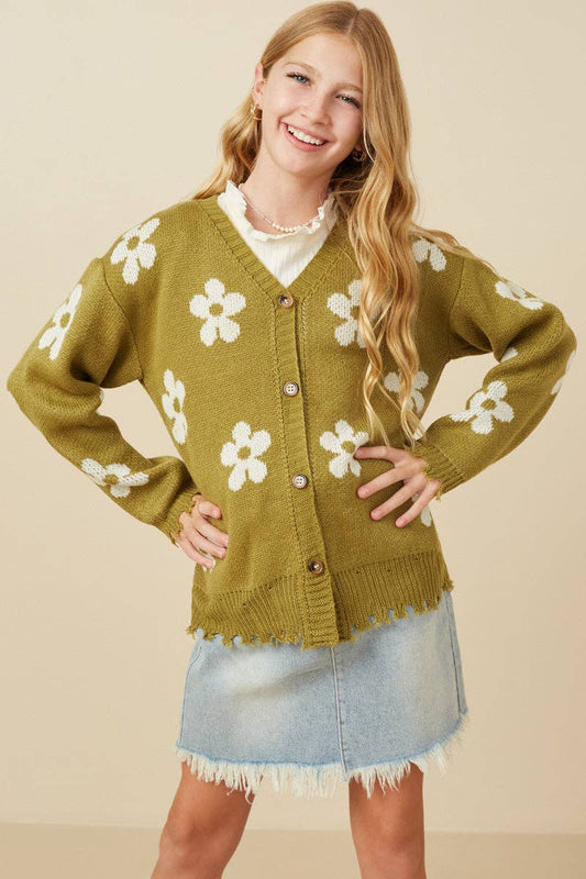 Olive Floral Cardigan