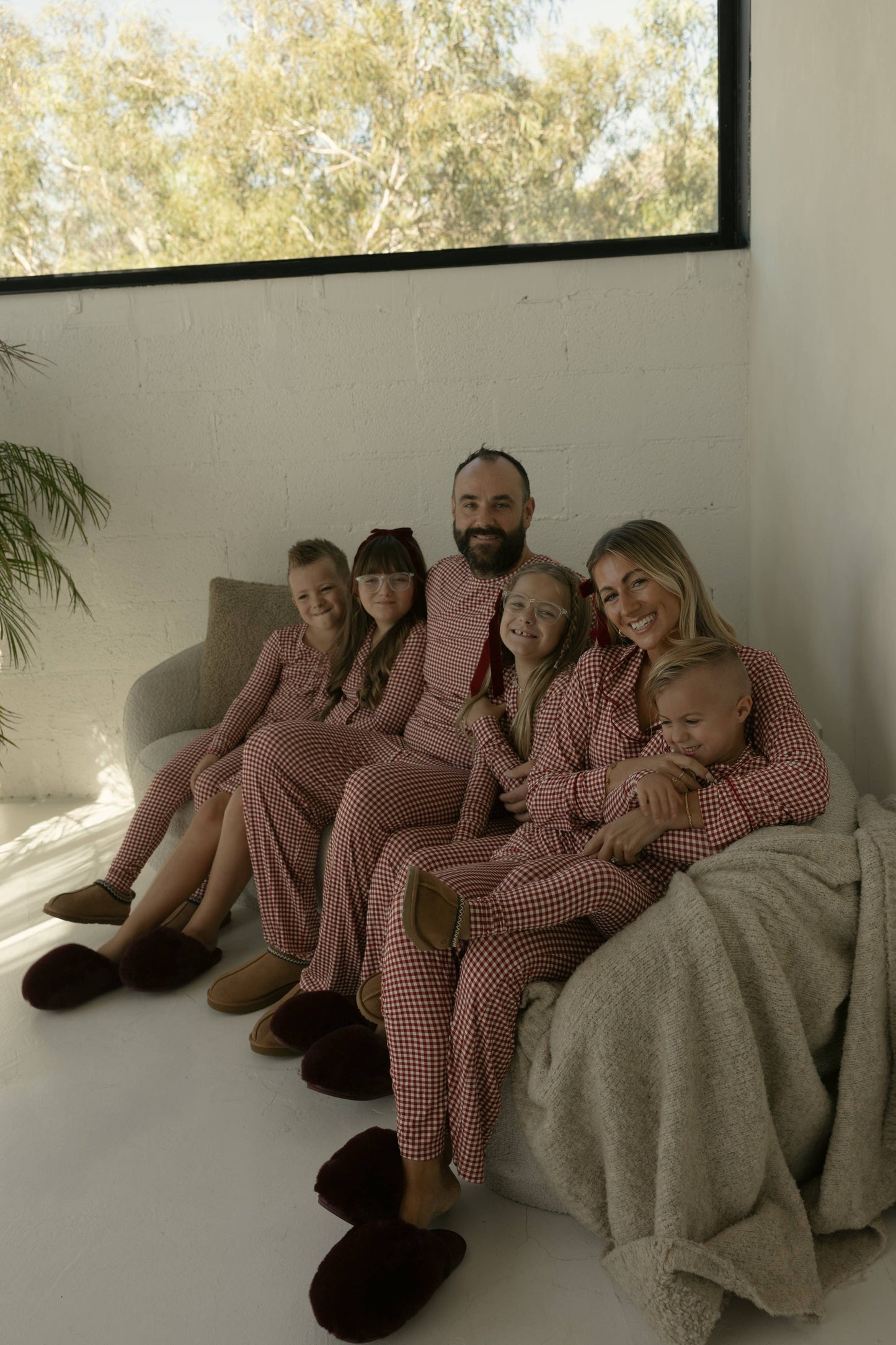 Red Gingham Bamboo Set