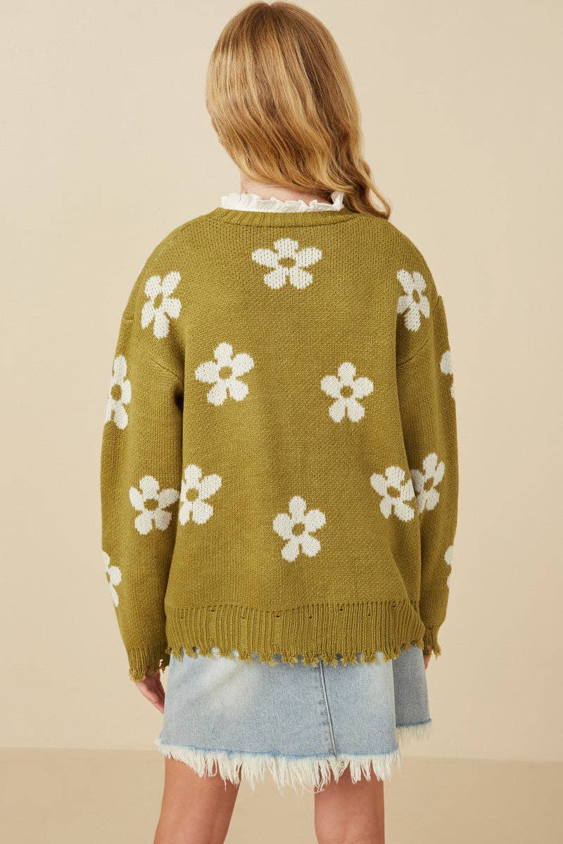 Olive Floral Cardigan