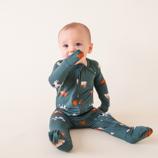 Green Cow Infant Pajamas