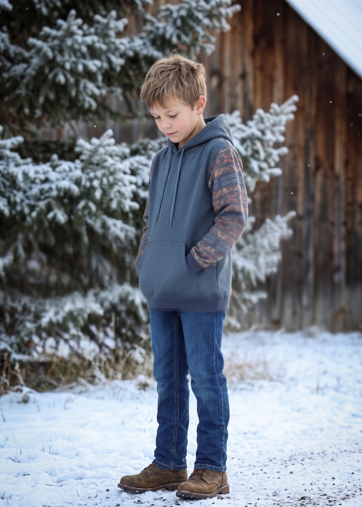 Boys' Western Print Hoodie