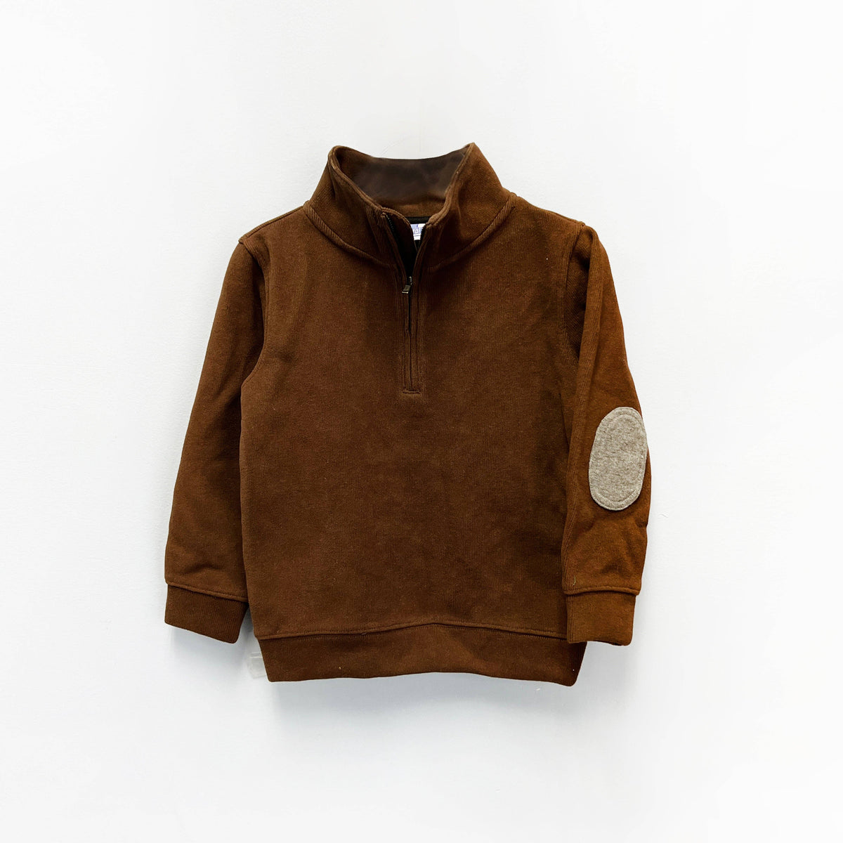 Brown Elbow Patch Half-Zip Sweatshirt