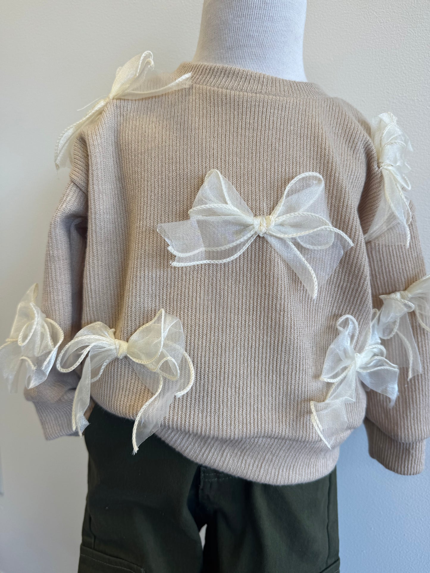 Beige Bow Sweater