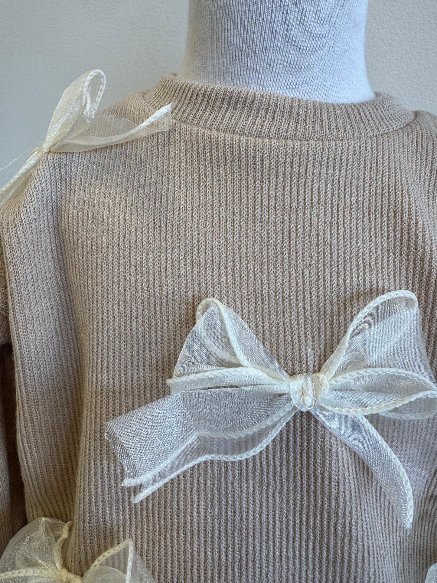 Beige Bow Sweater