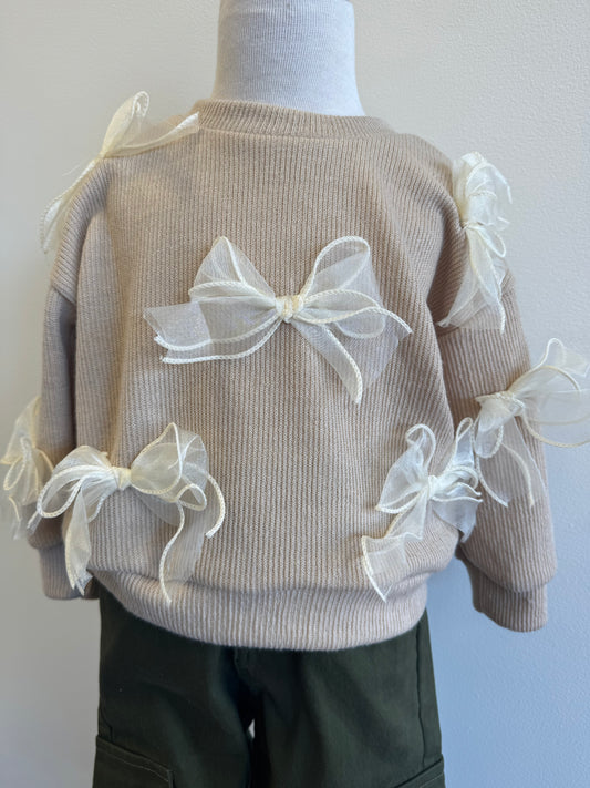 Beige Bow Sweater