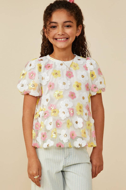 Sequin Floral Top