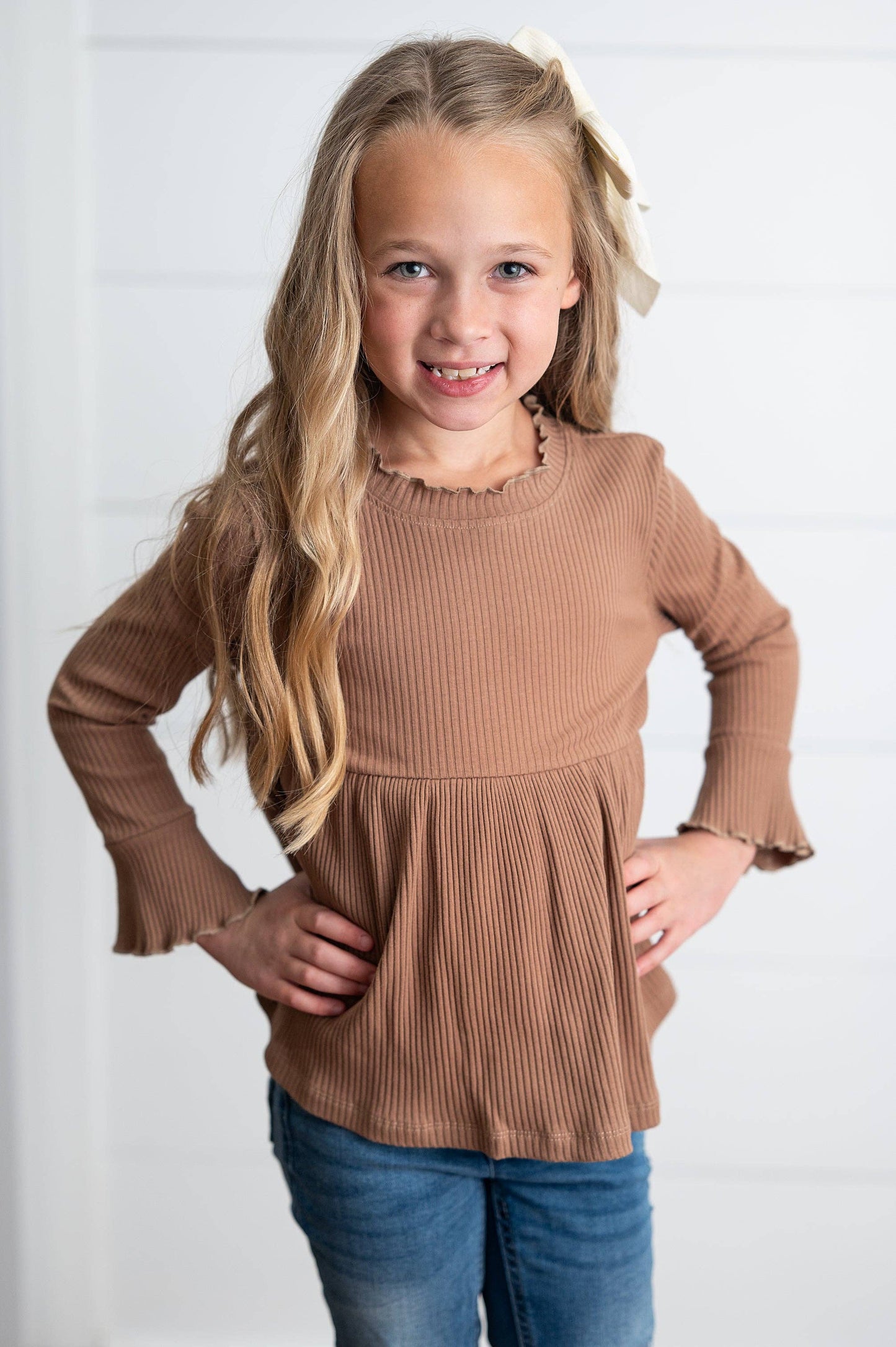 Toffee L/S Ruffle Top