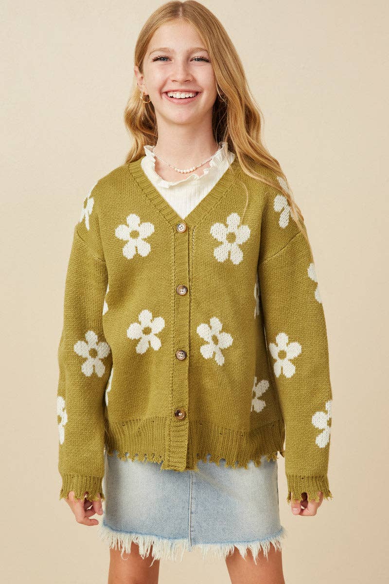 Olive Floral Cardigan