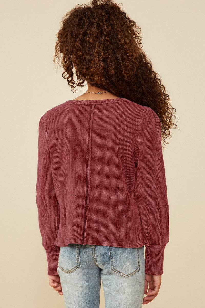 Maroon Waffle Top