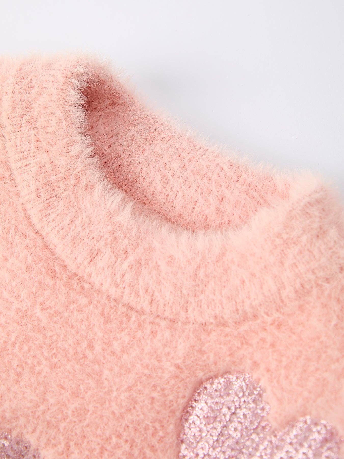 Light Pink Heart Sequins Sweater