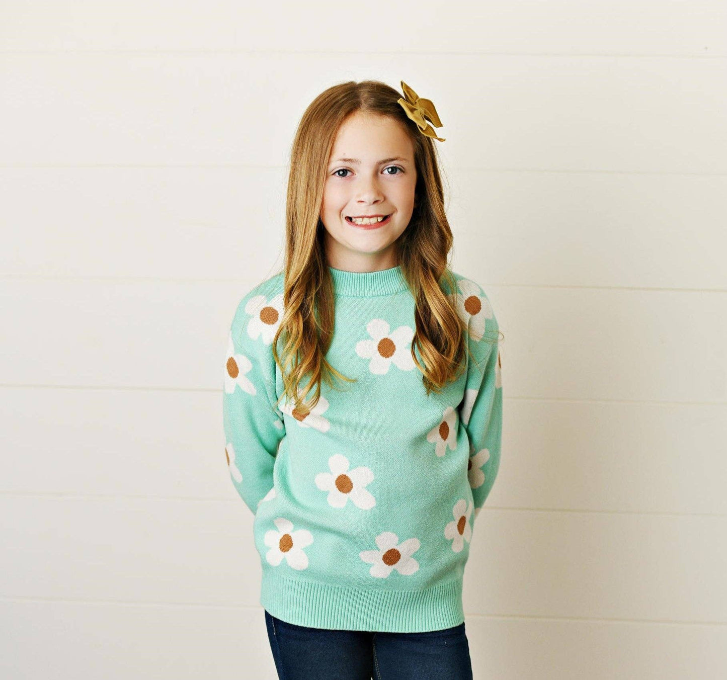 Mint Teal Flower Sweater
