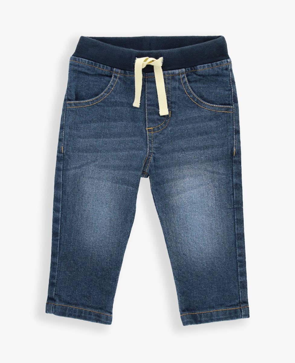 Medium Wash Stretch Denim Pull-on Jeans