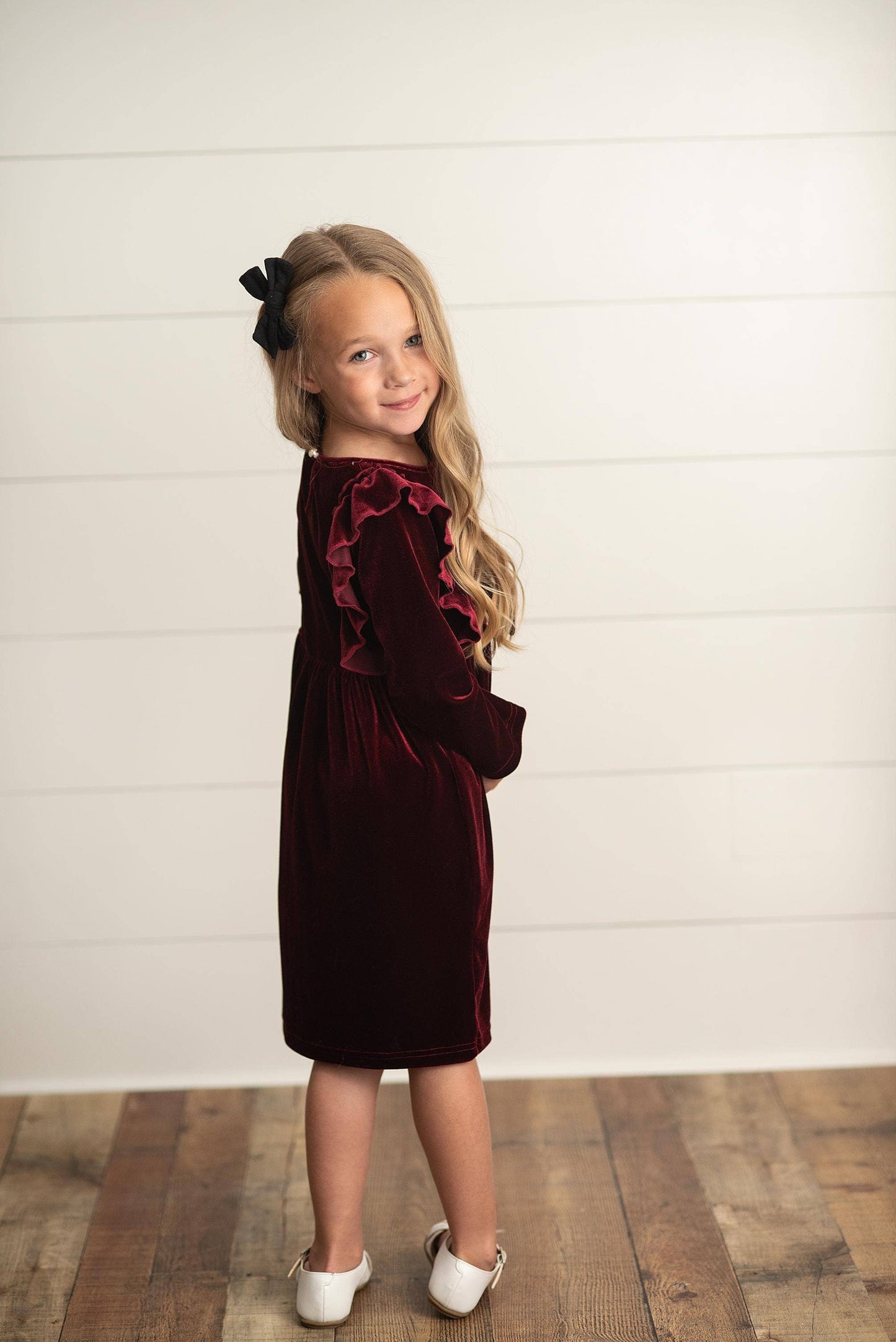 Wine Velvet Bow Dress