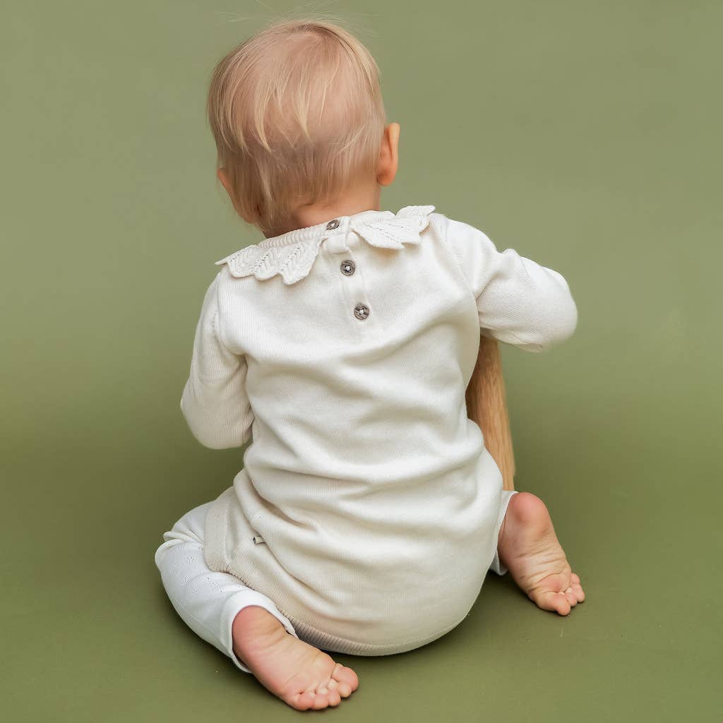 Emma Floral Embroidered Knit Baby Ruffle Dress (Organic)