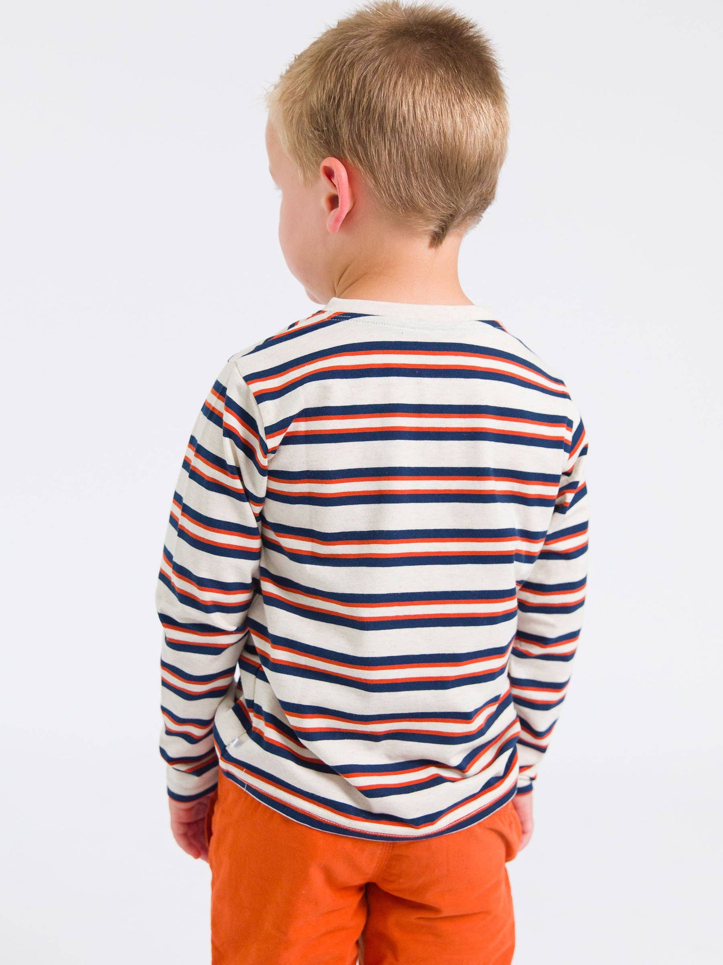 Heather Oatmeal & Rust Stripe Long Sleeve