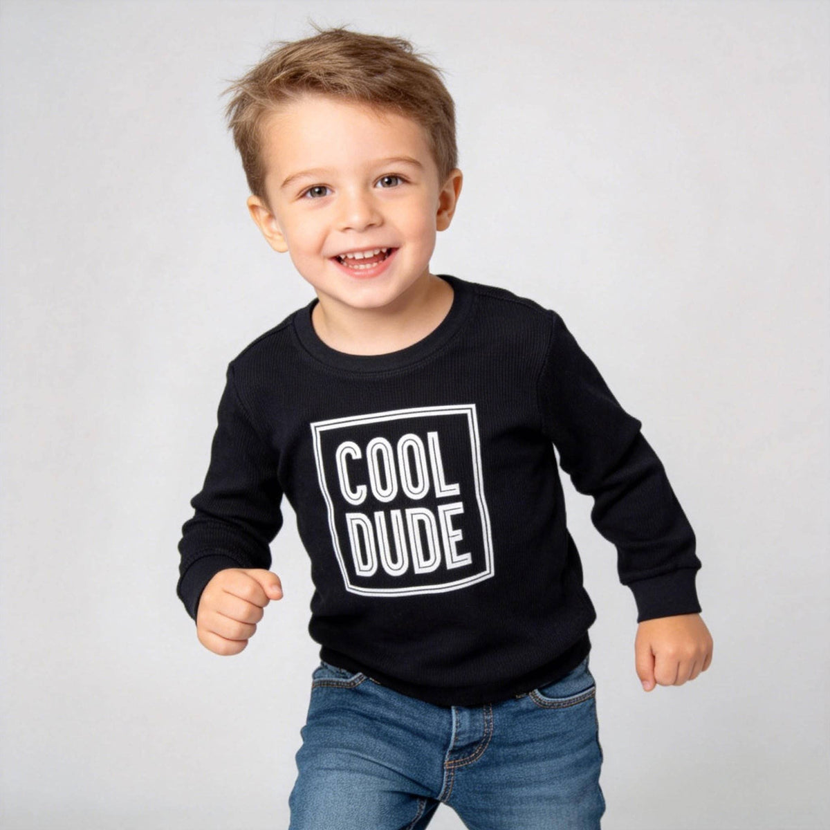 “Cool Dude" Waffle Knit Long Sleeve