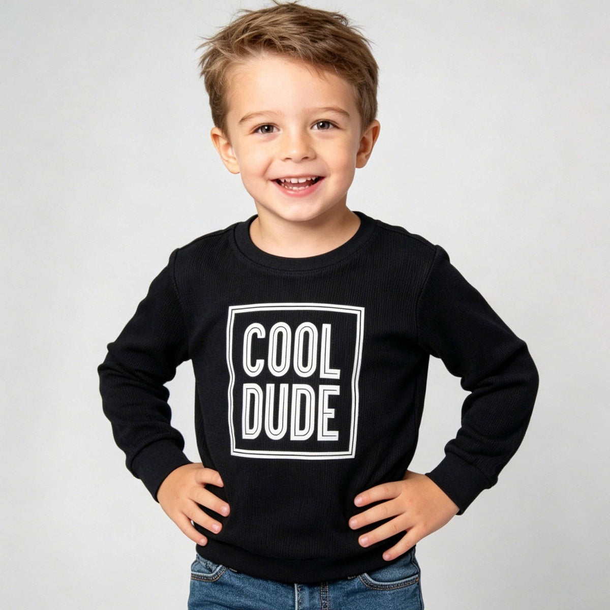 “Cool Dude" Waffle Knit Long Sleeve