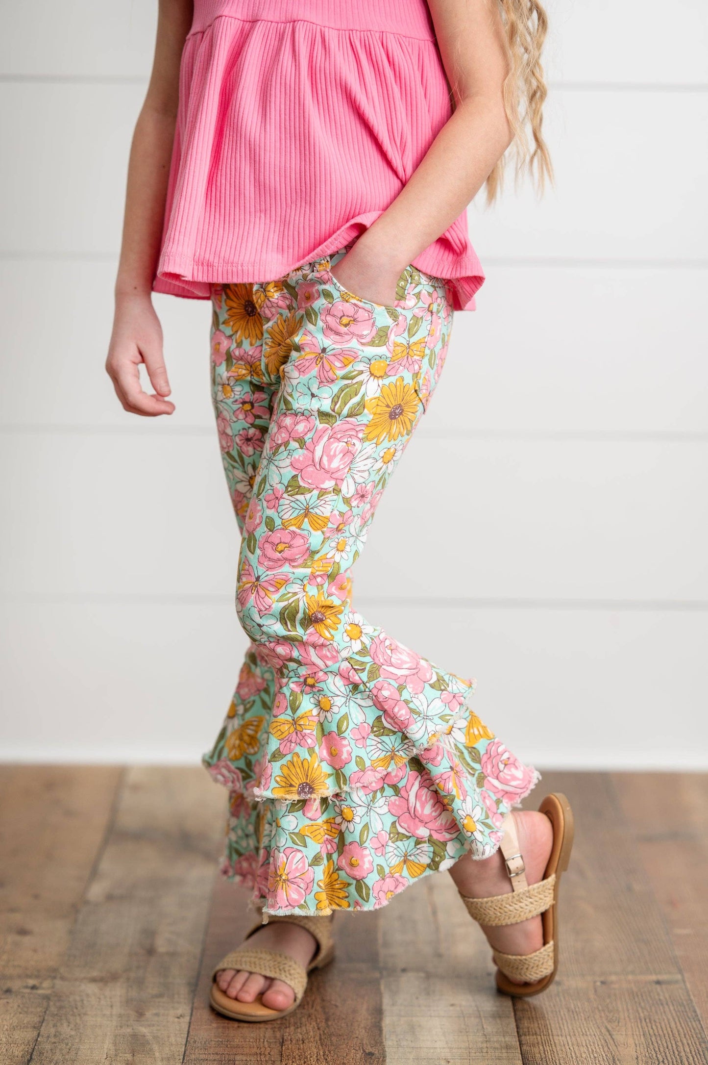 Flower Double Ruffle Denim