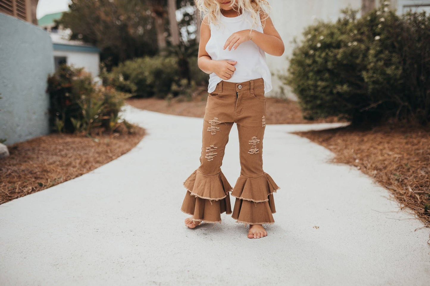 Khaki Ruffle Jeans