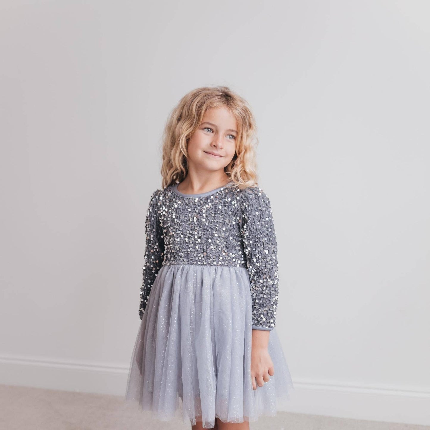 Sequin Silver Tulle Dress