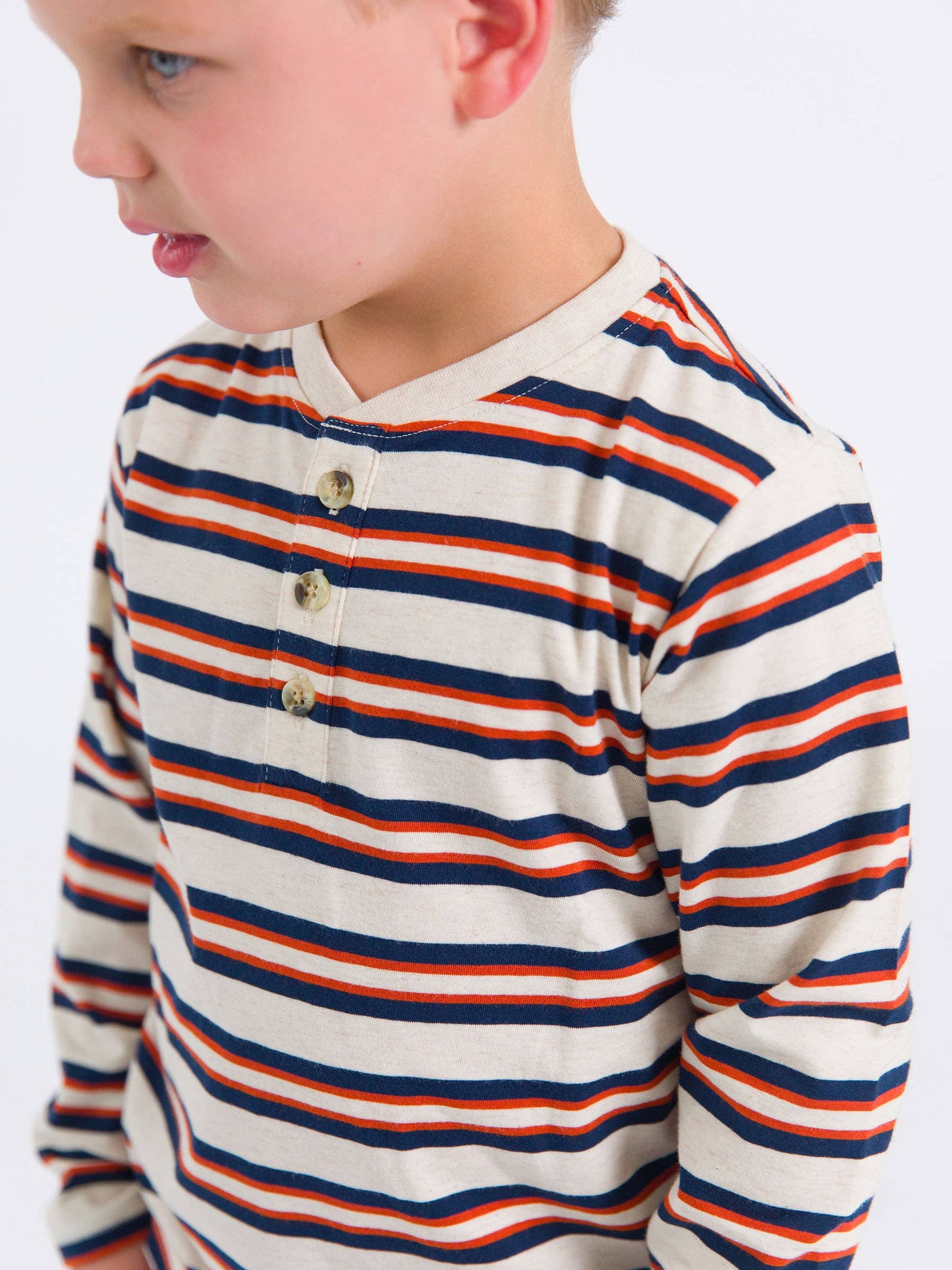 Heather Oatmeal & Rust Stripe Long Sleeve