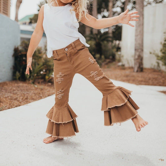 Khaki Ruffle Jeans