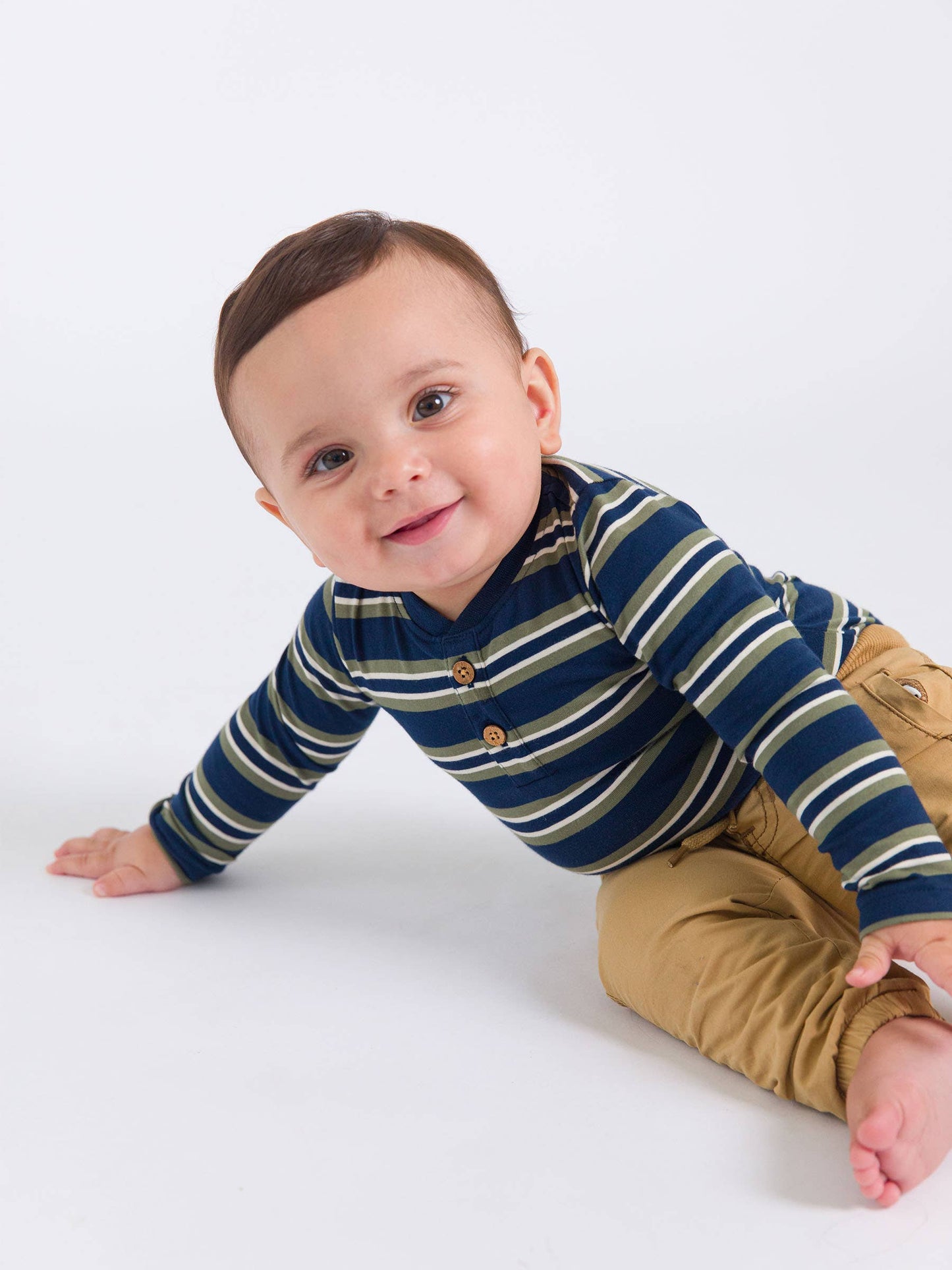 Navy & Olive Stripe Bodysuit